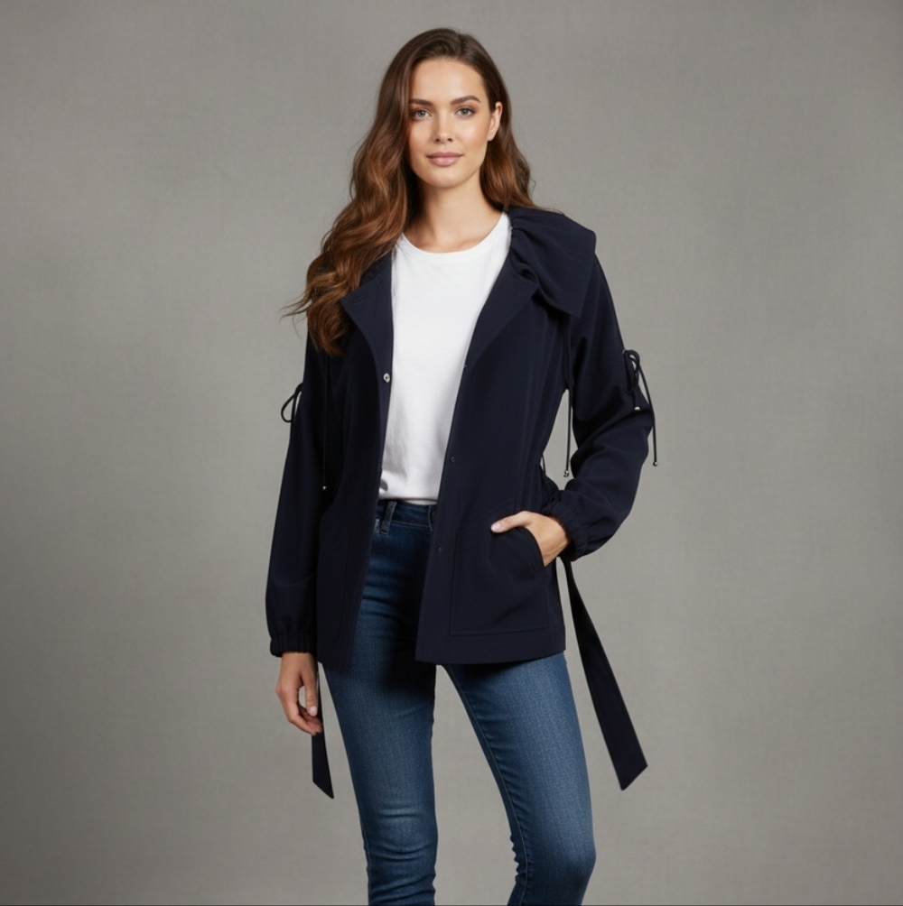 St John Women's Blazer Luxury Jacket Navy Blue Pockets Formal Office Size M